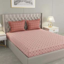 Raymond Home Mystique Maroon 110 TC Cotton Queen Bedsheet with 2 Pillow Covers-image-82