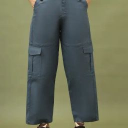 TAG 7 Blue Cotton Relaxed Fit Cargo-image-51