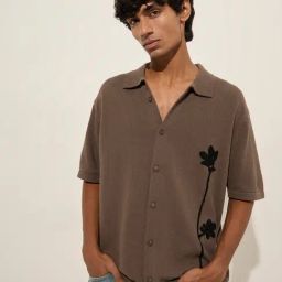 Nuon by Westside Brown Floral Embroidered Relaxed-Fit Shirt-image-87