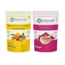 HerbsLand Set Of 2 100% Pure & Natural Wild Turmeric &Rose Petal Facepack Powder-150g Each-17