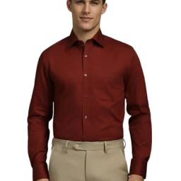 Louis Philippe Maroon Cotton Regular Fit Printed Shirt-image-45