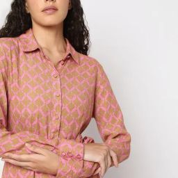 Vero Moda Pink Printed Shirt Dress-image-79