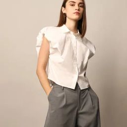 Only White Cotton Regular Fit Crop Shirt-image-99