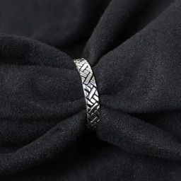 Clara 925 Silver Size Adjustable Oxidised Cross Ring for Men-image-80