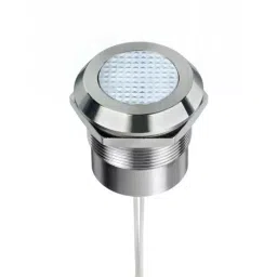 RS PRO White Panel Mount Indicator 12-24V AC/DC, Mounting Hole Size 25 mm, Termination Type Lead Wires, IP Rating IP67, IP69K, Model No 2538516-2