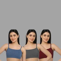 AROUSY Blue & Grey Cotton Beginner's Bras - Pack Of 3-24