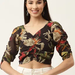 Moda Rapido Women Floral Print Georgette Crop Top-image-88