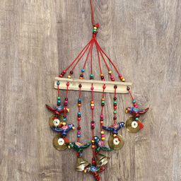 eCraftIndia Multicoloured Handcrafted Decorative Parrot Wall Hanging Bells image 3