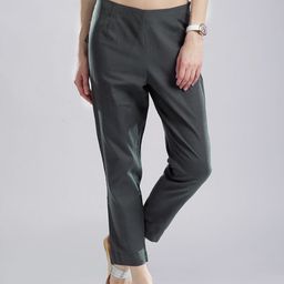 W Grey Ankle-Length Casual Trousers-image-6