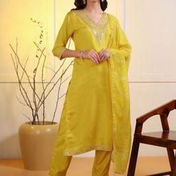 Moda Rapido Women Ethnic Motifs Regular Sequinned Kurta with Trousers & With Dupatta-picture-37