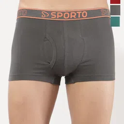Sporto by Macho Men Pack Of 4 Soft & Comfortable Trunks-Sprto_M1022-CH1-Olv1-Prt1-R1-S-picture-14