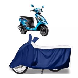 Auto Pearl Two Wheeler Cover for TVS Scooty Zest - White, Blue-image-43