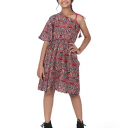 SILK SPARROW Girls Floral PrintFit & Flare Dress-image-25
