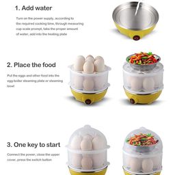 JELLEX Double Layer Egg Boiler Electric Automatic Off 2 Layer 14 Egg Poacher for Steaming, Cooking, Boiling and Frying (Multicolour, 350 Watts) image 4