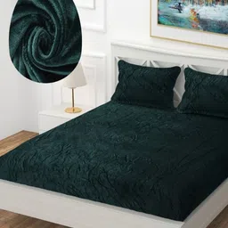 INDHOME LIFE Green Wool 220 TC Fitted King Bedsheet with 2 Pillow Covers- 2.54 m x 2.28 m-image-44
