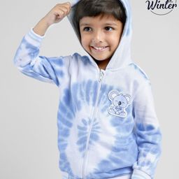 Babyoye Eco-conscious 100% Cotton Brushed Fleece Full Sleeves Hooded Sweatshirt - Blue-image-16