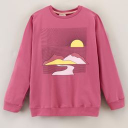 Lazy Bones Full Sleeves Scenery Printed Sweatshirt - Pink-image-47