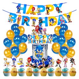 Zyozi Sonic Birthday Party Supplies for Kids Blue - Pack of 37-image-82