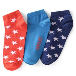 Pine Kids Ankle Socks With Star Design Pack Of 3 - Red Green & Black-image-96
