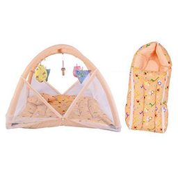 Toddylon New Born Baby Bedding Set Mattress with Mosquito Net & Sleeping Bag Combo - Orange-18