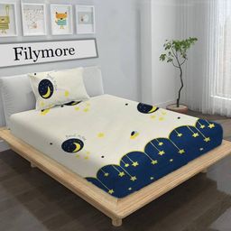 Filymore Cute Good night Printed Single bedsheet with 1 pillow cover-good night-picture-27