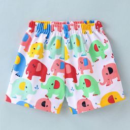 Child World Interlock Knit Shorts Elephant Print - White-picture-12