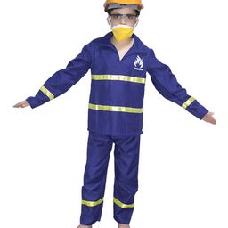 Kaku Fancy Dresses Our Community Helper Fire Fighter Theme Costume Set - Blue & Yellow-image-48
