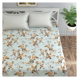 Florida Microfiber Bedsheet for Single Bed with 1 Pillow Cover (Light Blue, 155 x 228 cm)-16