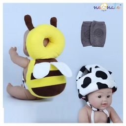 NeonateCare Baby Helmet(White Grey Helmet) Baby Head Protection Cushion Backpack(Yellow Head protector) With Knee pad(multicolor) pack of 3 utility items( color and design may vary)-18