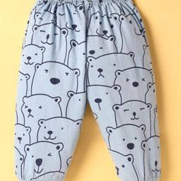 Tango Single Jersey Knit Full Length Lounge Pants With Bear Print - Rose Grey-image-2