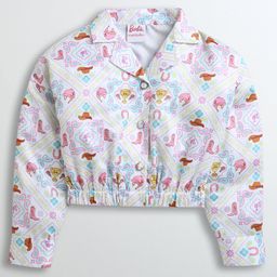 Barbie by Tiny Girl Full Sleeves Paisley Printed Shirt Style Top - Pink & White-image-47