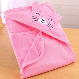 simply Pink Rabbit Terry Knit Hooded Towel with Animal Applique L 81 x B 81 cm - Pink-picture-13