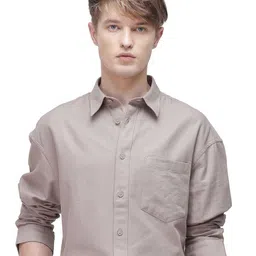 RARE RABBIT Men Comfort Relaxed Fit Spread Collar Solid Cotton Formal Shirt-picture-39
