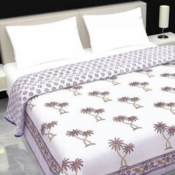 Jaipur Dohar Orange & Purple Floral AC Room 150 GSM Double Bed Dohar-image-99