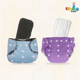 Chinmay Kids Plain Diapers With White Inserts | Size Adjustable Baby Cloth Button Diaper - Washable/Reusable Nappies for Infants & Toddlers, 8 X 8 inch, Black Insert image 2