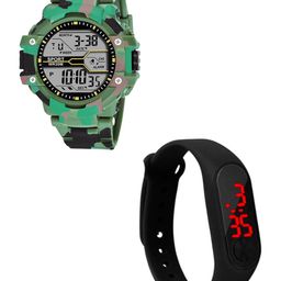 THE SHOPOHOLIC Men Set of 2 Straps Digital Watch Ar-Green-M-Led-image-45