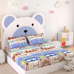 Pure Decor Kids White Cartoon Characters Microfiber 220 TC Queen Bedsheet Set-2.28mX2.54m-image-65