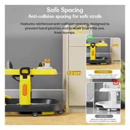 StarAndDaisy Baby Walker with Anti Fall Brake Pads with 3 Speed Height Adjustment, Multi-Level Seat, Recreational Music Toy Bar, Easy to Store -Yellow image 4
