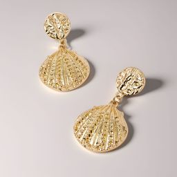 Accessorize London Gold Stud Shell Contemporary Drop Earrings-image-20