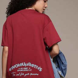 The Roadster Life Co. Typography Printed Drop-Shoulder Pure Cotton Oversized T-shirt-image-89