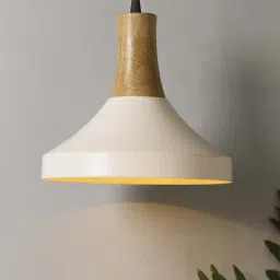 Homesake White Cone Shaped Lamp with Wooden Holder - Set of 1-image-40