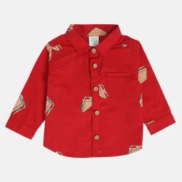 MINIKLUB Boys Red Printed Full Sleeves Shirt-image-14