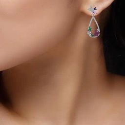 Rihi by P.C. Chandra Jewellers 925 Silver Tear Drop Stone Earrings for Women & Girls-picture-25