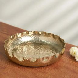 Living Scapes by Pantaloons Gold Aluminium Decorative Platter-18