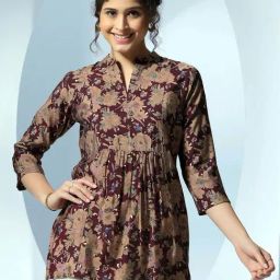 Libas Maroon Floral Print A Line Kurti-picture-27