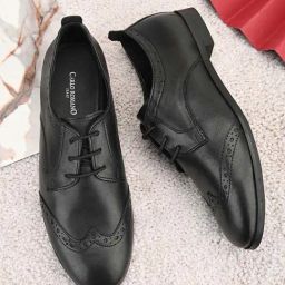 Carlo Romano Women's Black Derby Shoes-image-96