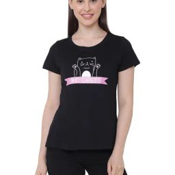 soie SoieBlack Printed T-Shirt-picture-29