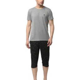 Vimal Jonney Grey & Black Printed T-Shirt & Capris-image-10