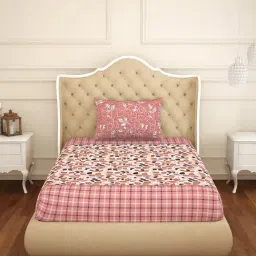 Spaces Pink 144 TC Cotton Single Bed Sheet with Pillow Cover-image-45