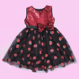Cutecumber Kids Black & Maroon Embellished Dress-picture-8